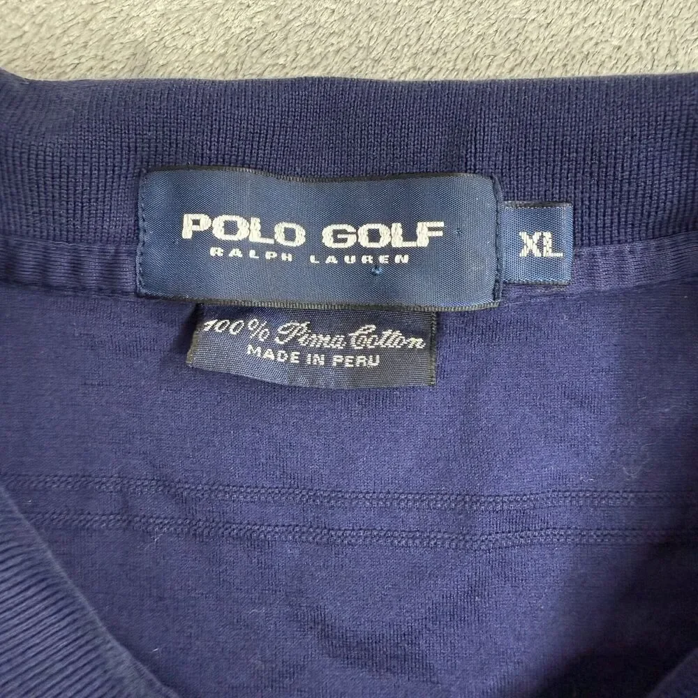 Polo Ralph Lauren Men's Performance Golf Shirt XL‎ Blue Striped Stretch Casual